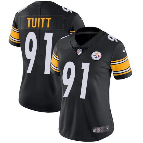 Nike Steelers #91 Stephon Tuitt Black Team Color Women's Stitched NFL Vapor Untouchable Limited Jersey